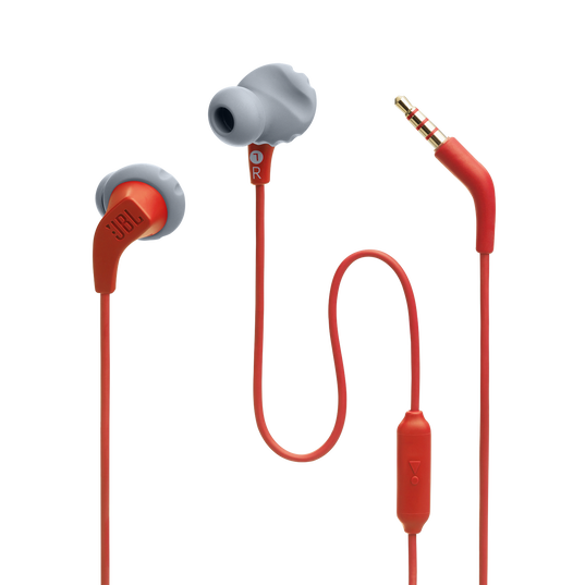 JBL Endurance Run 2 Wired - Coral Orange - Waterproof Wired Sports In-Ear Headphones - Detailshot 4